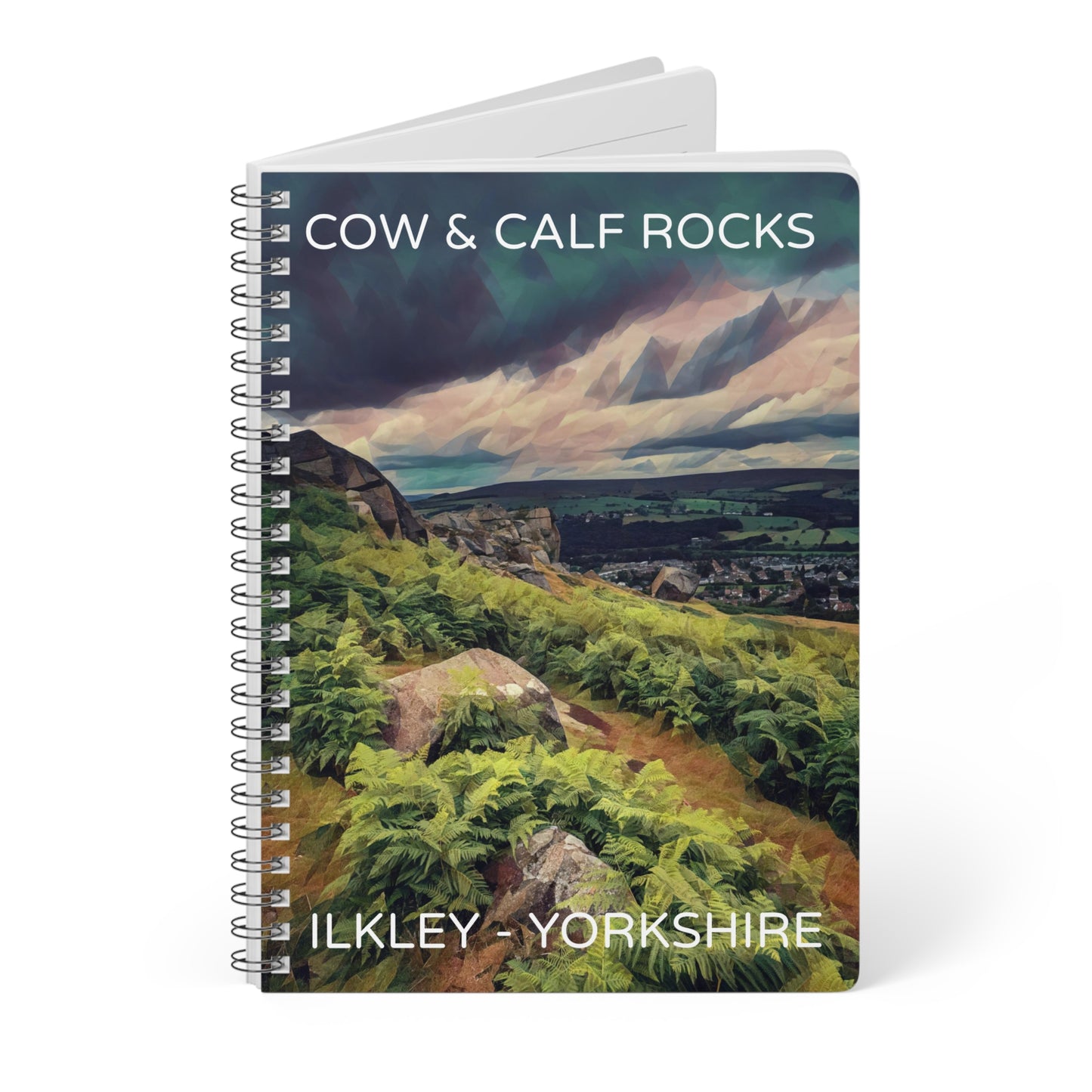 Cow and Calf Rocks Ilkley - Yorkshire Dales Wirobound Softcover Notebook, A5