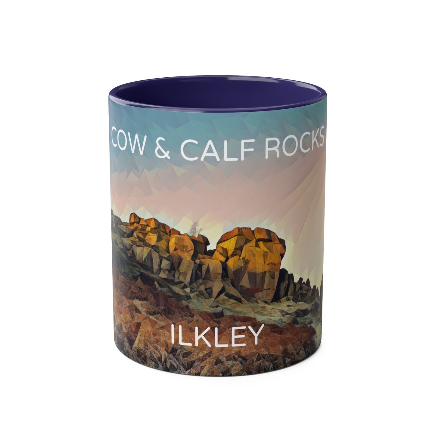 Ilkley Cow & Calf Rocks Two-Tone Coffee Mugs, 11oz