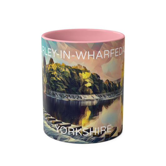 Burley-In-Wharfedale  - Yorkshire Dales  Two-Tone Coffee Mugs, 11oz