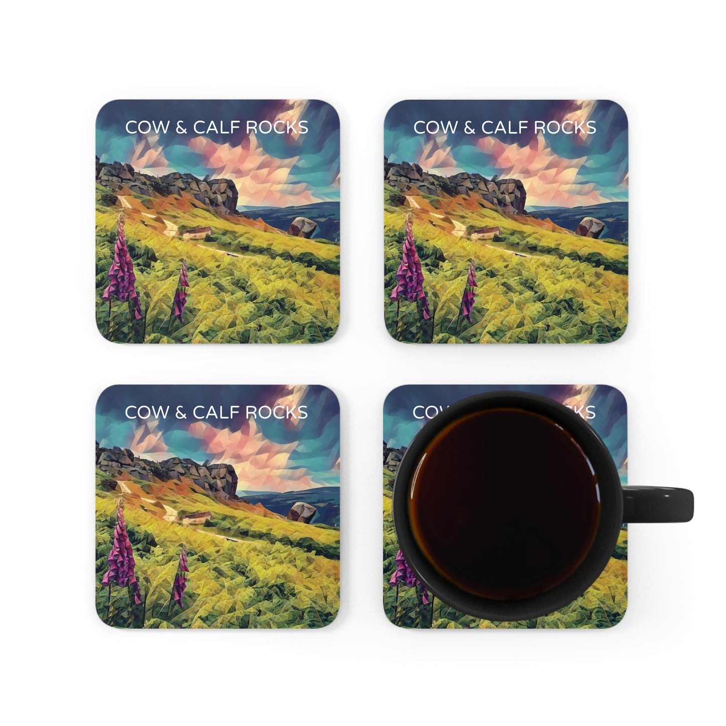 Cow and Calf Corkwood Coaster Set