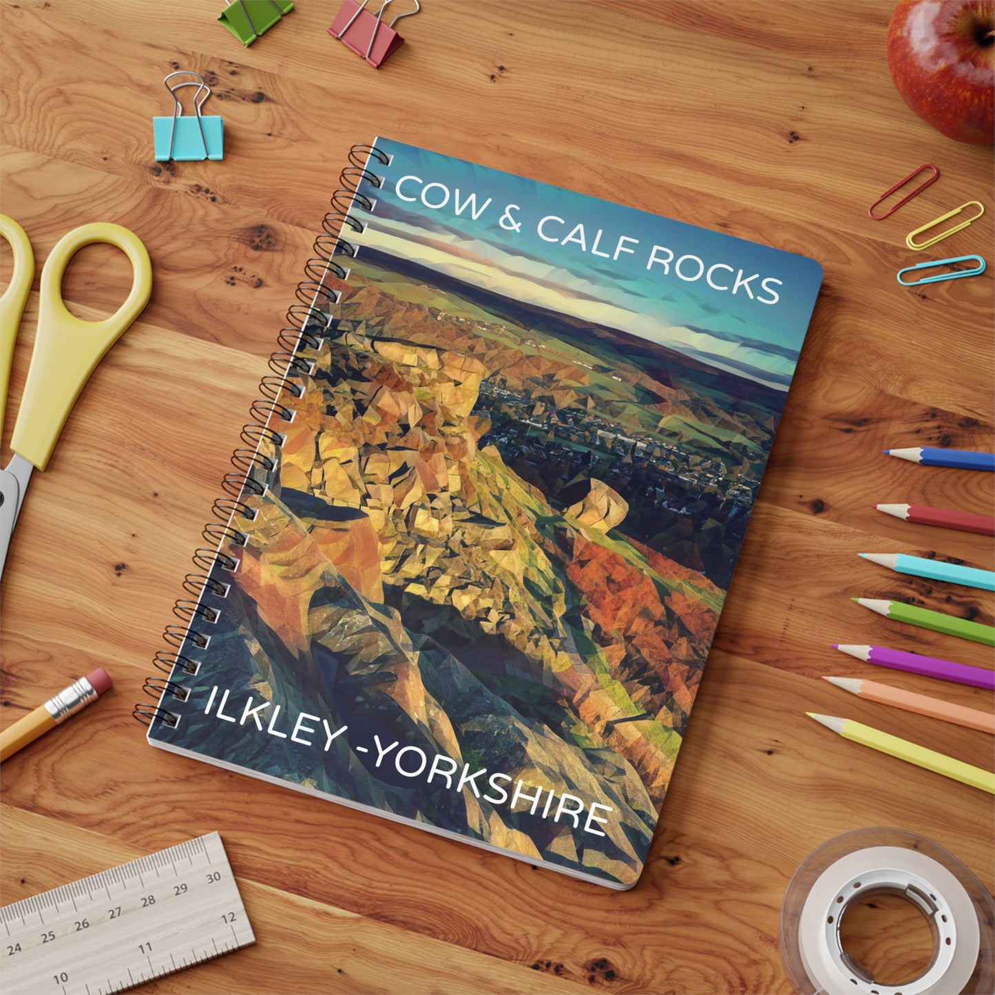 Cow and Calf Rocks Ilkley - Yorkshire Dales Wirobound Softcover Notebook, A5