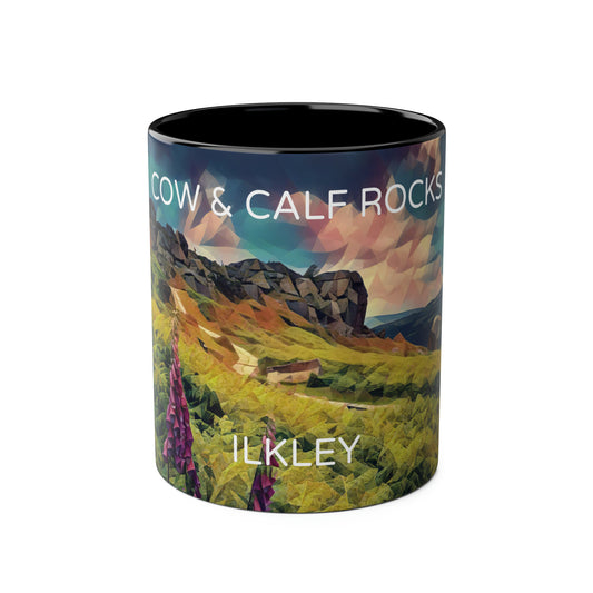 Ilkley Cow & Calf Rocks Two-Tone Coffee Mugs, 11oz