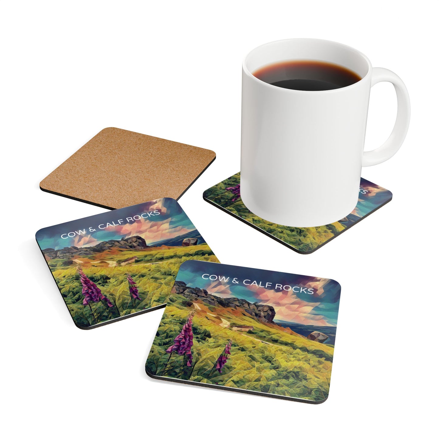 Cow and Calf Corkwood Coaster Set