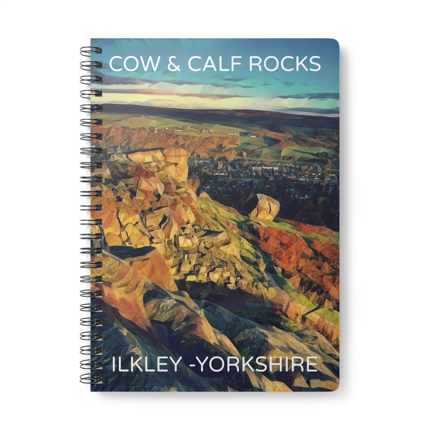 Cow and Calf Rocks Ilkley - Yorkshire Dales Wirobound Softcover Notebook, A5