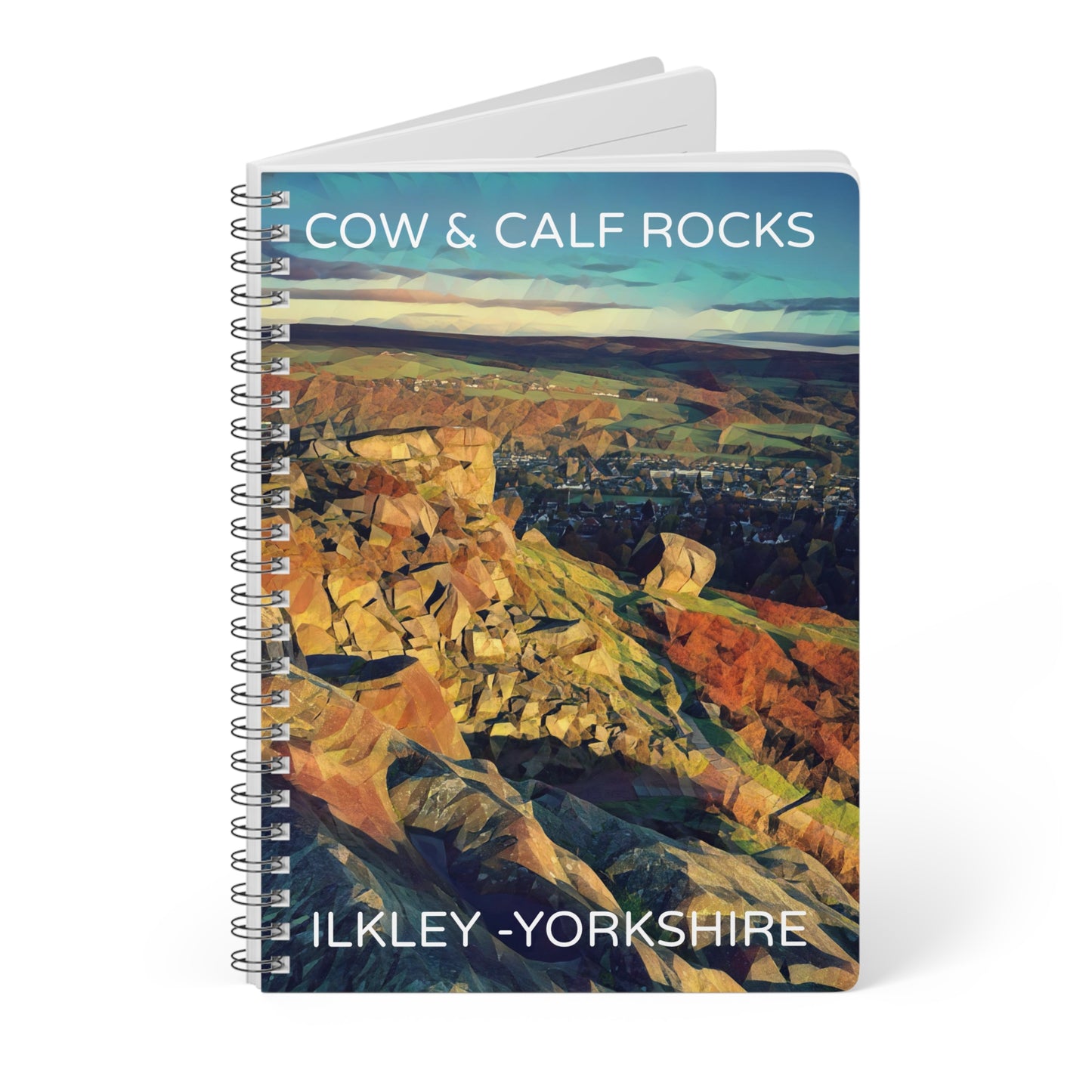 Cow and Calf Rocks Ilkley - Yorkshire Dales Wirobound Softcover Notebook, A5