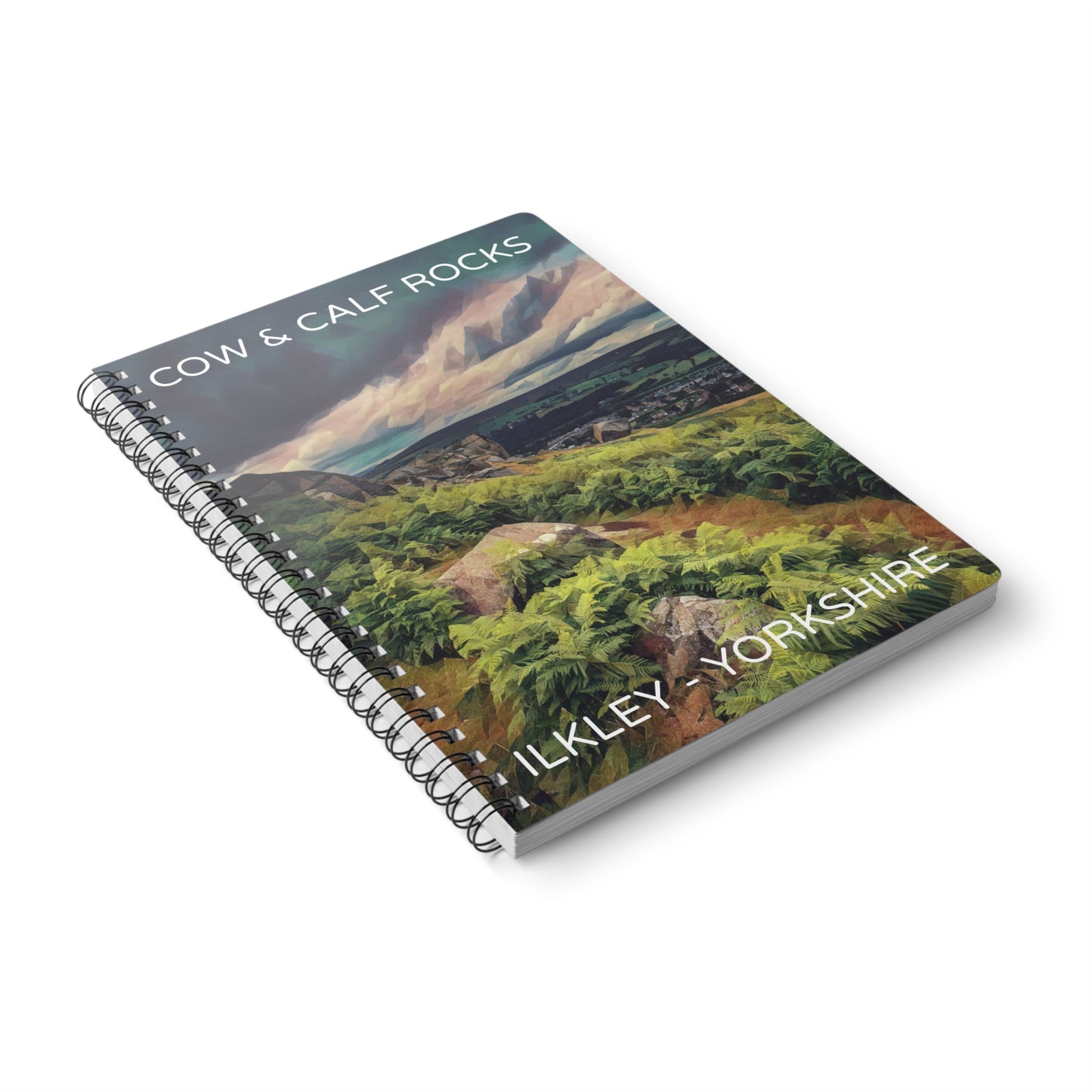 Cow and Calf Rocks Ilkley - Yorkshire Dales Wirobound Softcover Notebook, A5