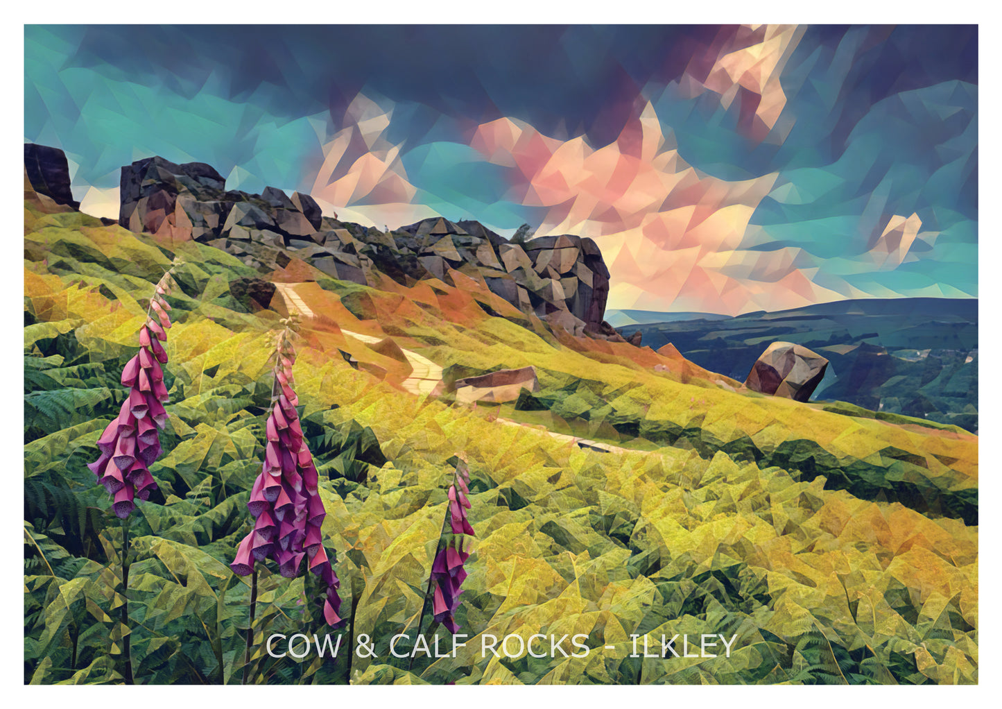 Summer at the Cow and Calf Rocks Ilkley Print