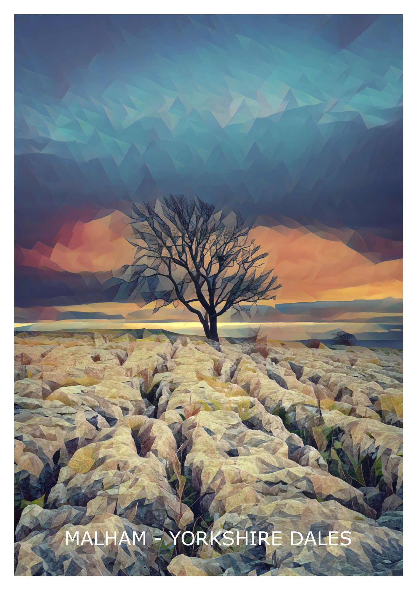 Malham Lone Tree Landscape Print