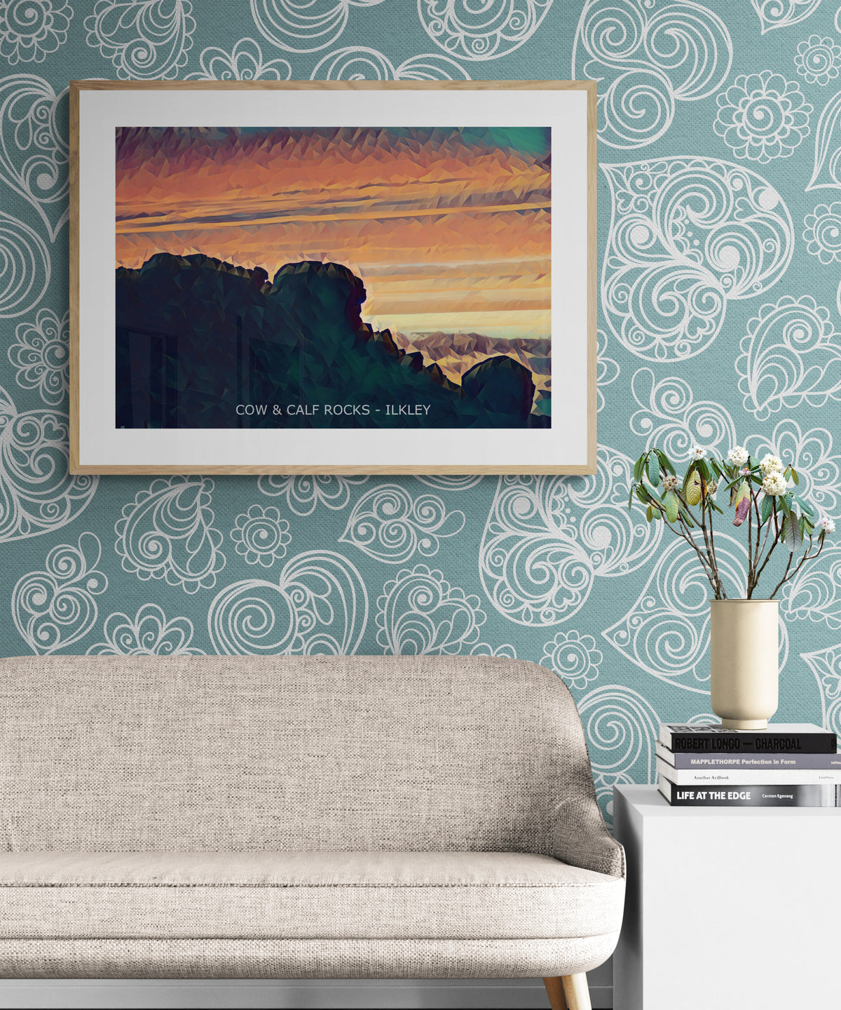 Cow and Calf Rocks Sunset Ilkley Print